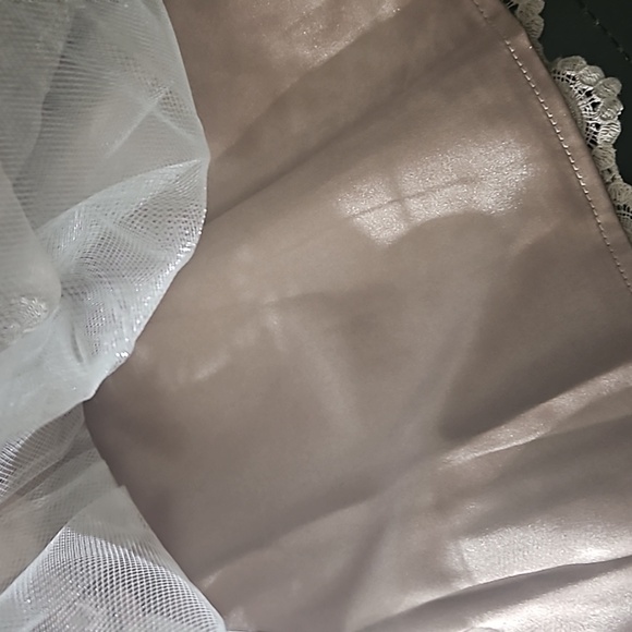 BEBE Fit and Flare Mauve Pink Embroidered 3 Layer Skirt womens size 6 NWT - Picture 11 of 12